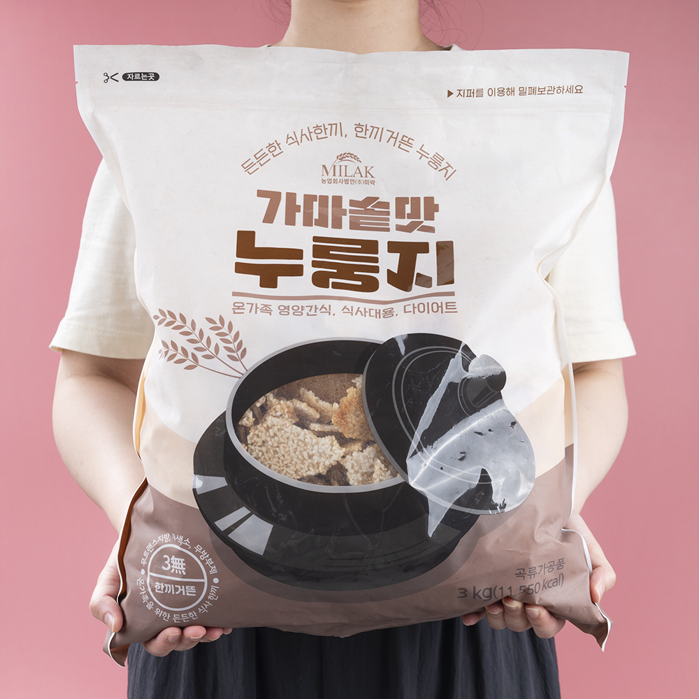 [특가]미락 가마솥맛 한끼거뜬 누룽지 3kg 간식 숭늉 간편식 미음